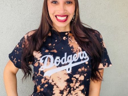 Dodgers Tie Dye Tee | Dodgers Bleach Shirt | Los Angeles Dodgers Tee Online