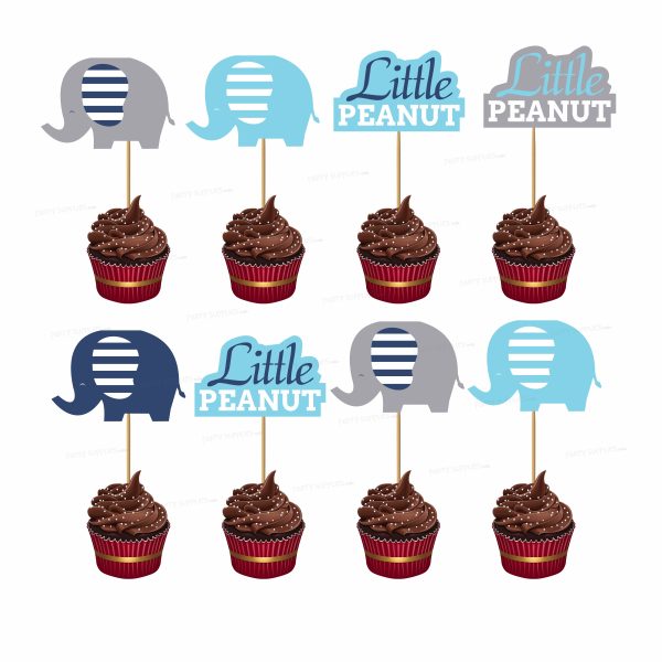 Blue Elephant Theme Cup Personalized Cake Topper Online now