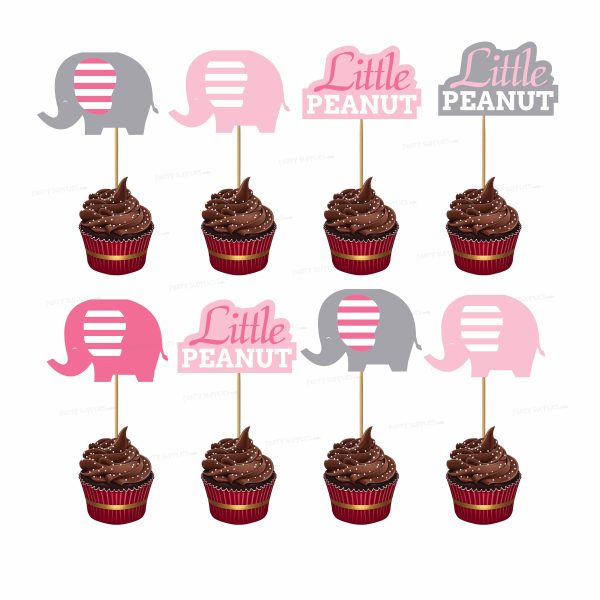 Pink Elephant Theme Customized Cup Cake Topper Online now