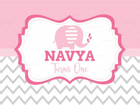 Pink Elephant Theme Customized Backdrop on Sale