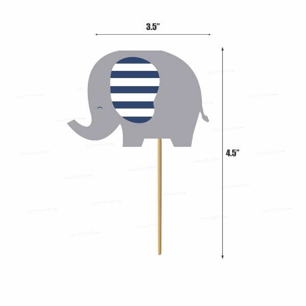 Blue Elephant Theme Cup Personalized Cake Topper Online now